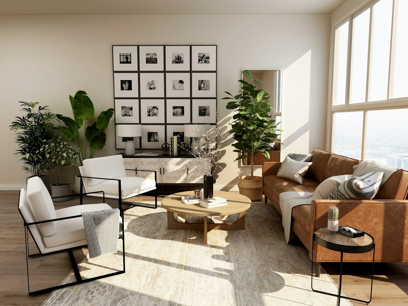 Warm and inviting home with natural textures and thoughtful everyday objects